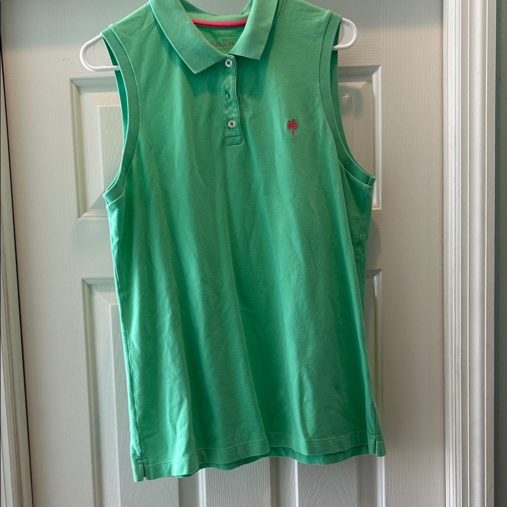 Women Lilly Pulitzer Green Sleeveless Polo Top